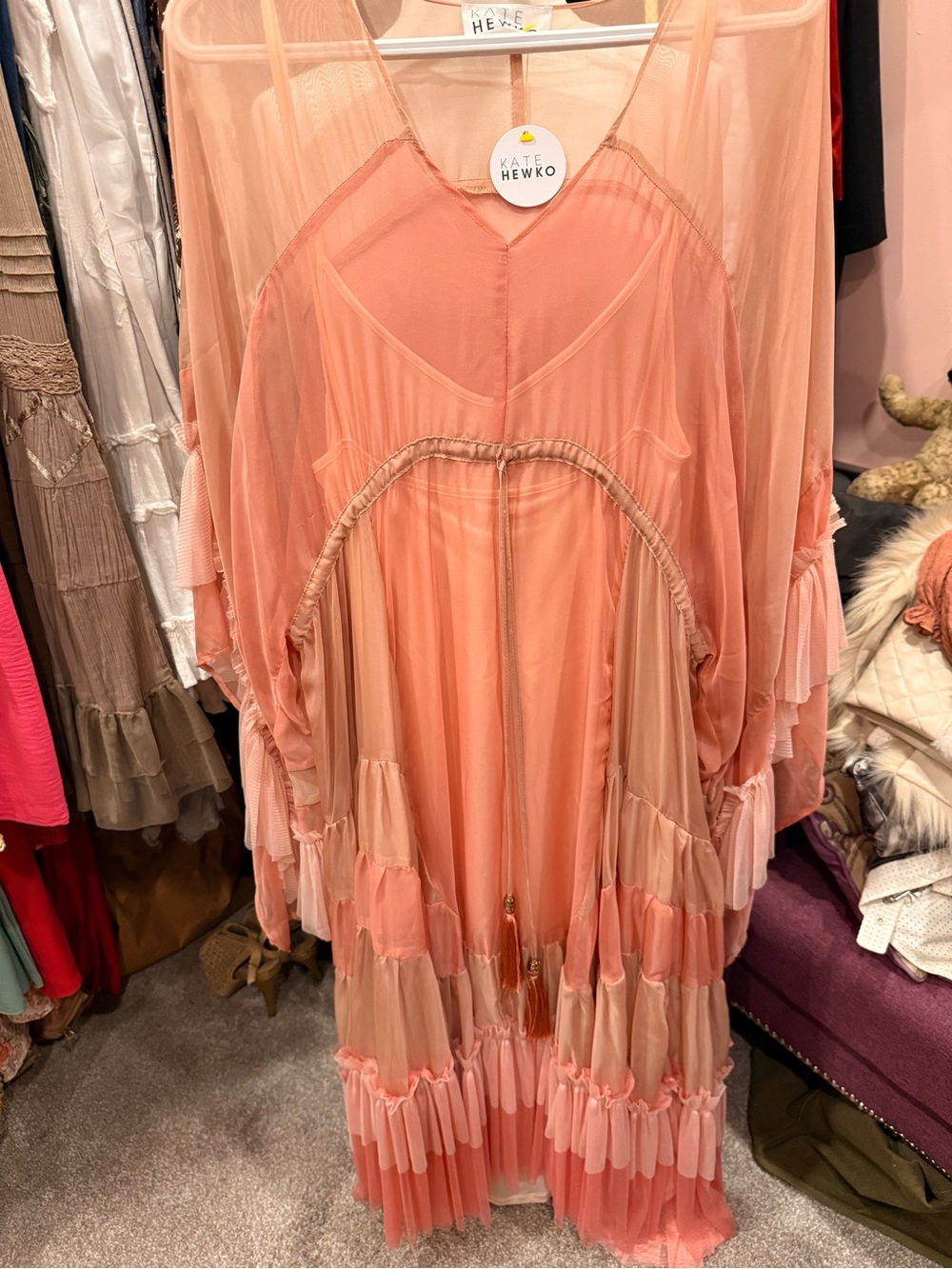 Kate Hewko Coral Long Sleeve Maxi Dress